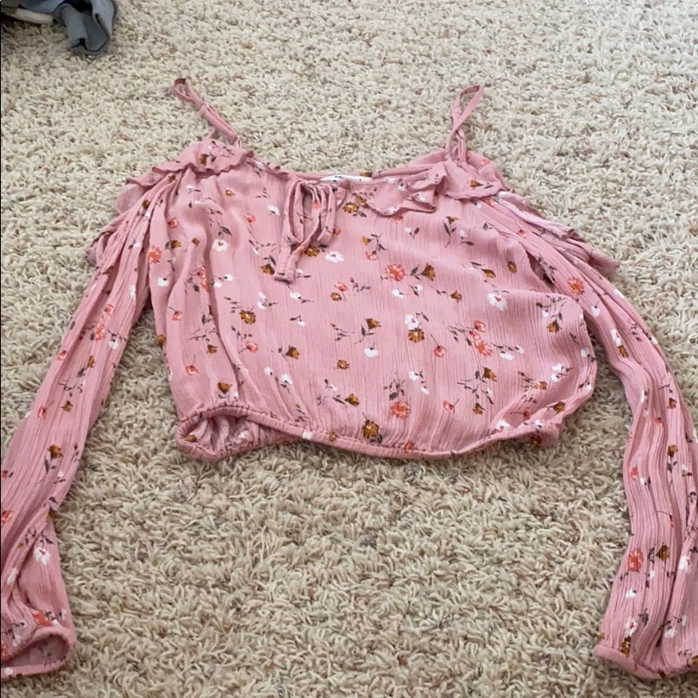 Pink crop top with flowers